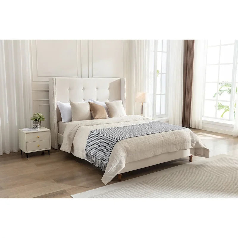 54 High Headboard Queen Peyton Upholstered Velvet Bed