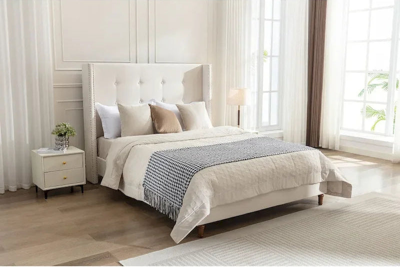 54 High Headboard Queen Peyton Upholstered Velvet Bed