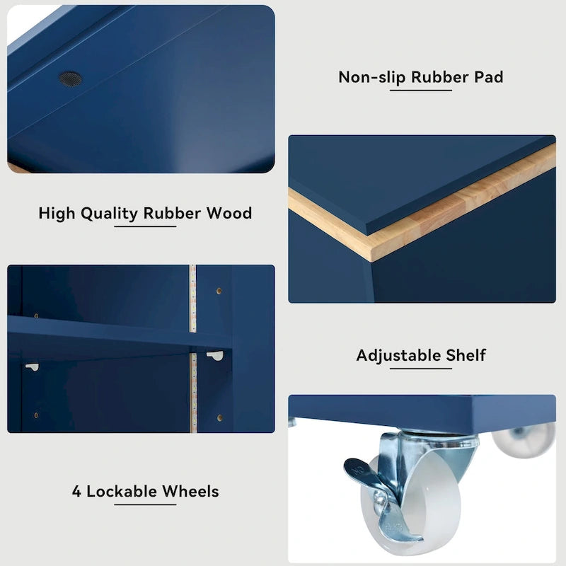 Kitchen Island With Extended Table and LED Lights