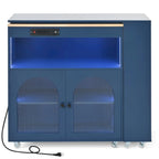 Kitchen Island With Extended Table and LED Lights