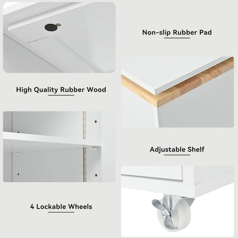 Kitchen Island With Extended Table and LED Lights