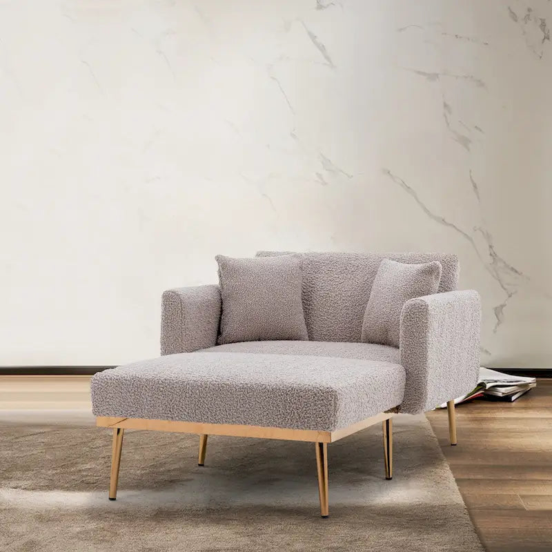 Chaise lounge chair/accent chair,Curved edges, padded with thick foam and upholstered with high-quality fabric
