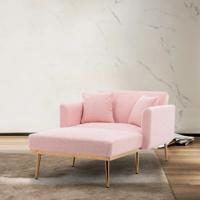 Chaise lounge chair/accent chair,Curved edges, padded with thick foam and upholstered with high-quality fabric