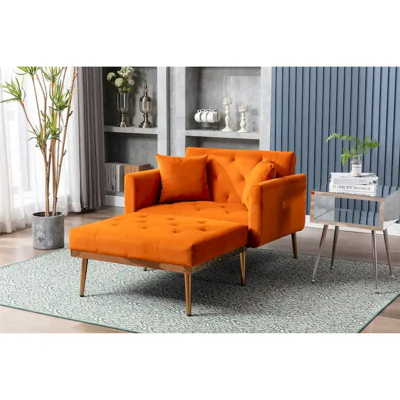 Chaise lounge chair/accent chair,Curved edges, padded with thick foam and upholstered with high-quality fabric