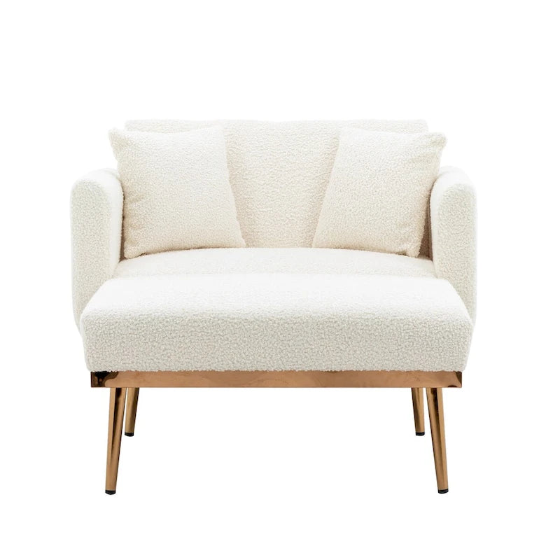 Chaise lounge chair/accent chair,Curved edges, padded with thick foam and upholstered with high-quality fabric