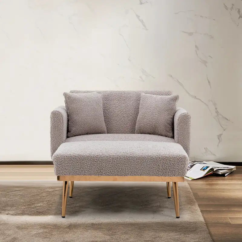 Chaise lounge chair/accent chair,Curved edges, padded with thick foam and upholstered with high-quality fabric
