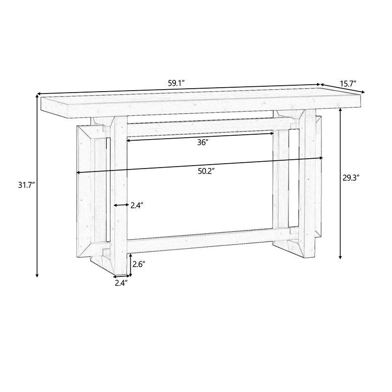 Console Table with Industrial-inspired Concrete Wood Top, Extra Long Entryway Table for Entryway, Hallway, Living Room