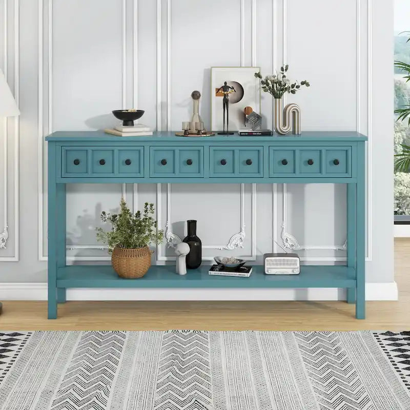 Rustic Entryway Console Table with Storage