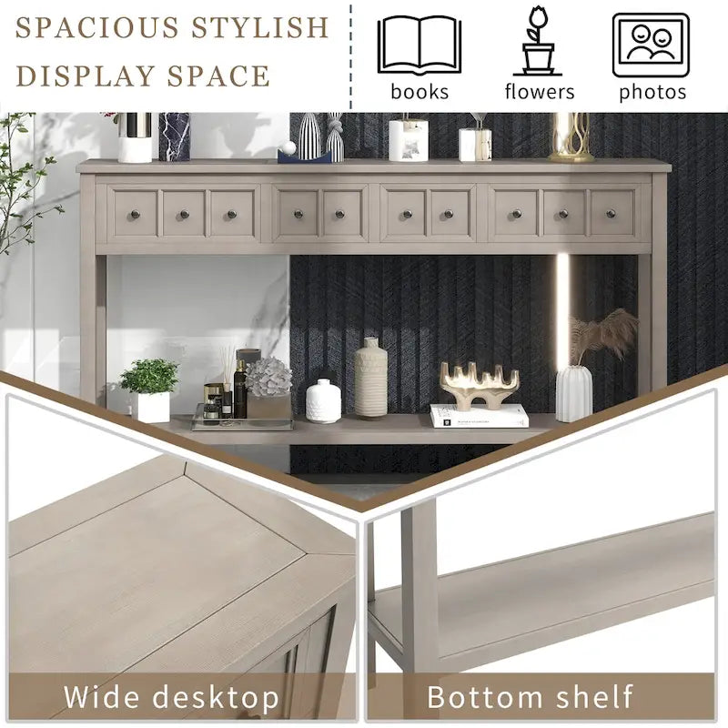 Rustic Entryway Console Table with Storage