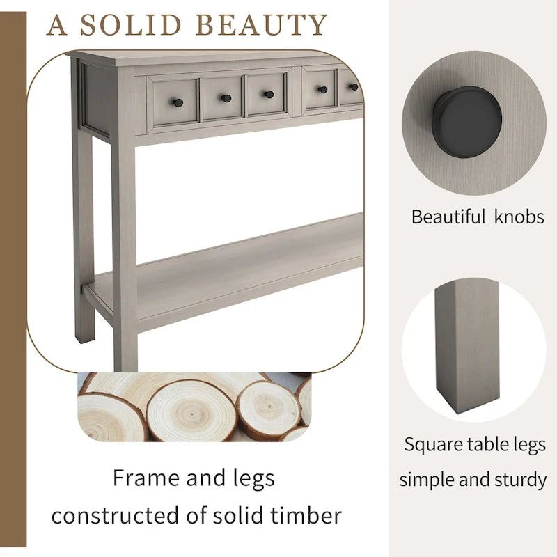 Rustic Entryway Console Table with Storage
