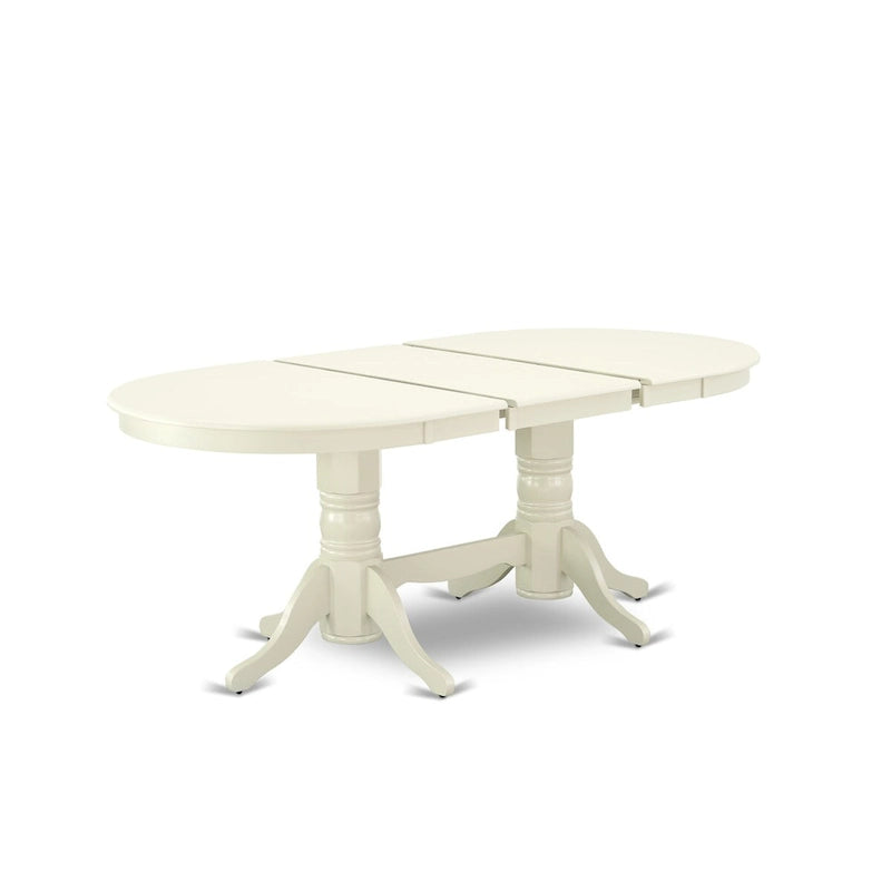 9 Piece Kitchen Table Set- an Oval Dining Table and 8 Shitake Linen Fabric Chairs, Linen White