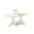 9 Piece Kitchen Table Set- an Oval Dining Table and 8 Shitake Linen Fabric Chairs, Linen White