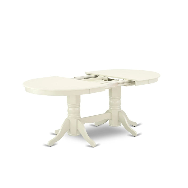 9 Piece Kitchen Table Set- an Oval Dining Table and 8 Shitake Linen Fabric Chairs, Linen White