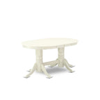 9 Piece Kitchen Table Set- an Oval Dining Table and 8 Shitake Linen Fabric Chairs, Linen White