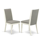 9 Piece Kitchen Table Set- an Oval Dining Table and 8 Shitake Linen Fabric Chairs, Linen White