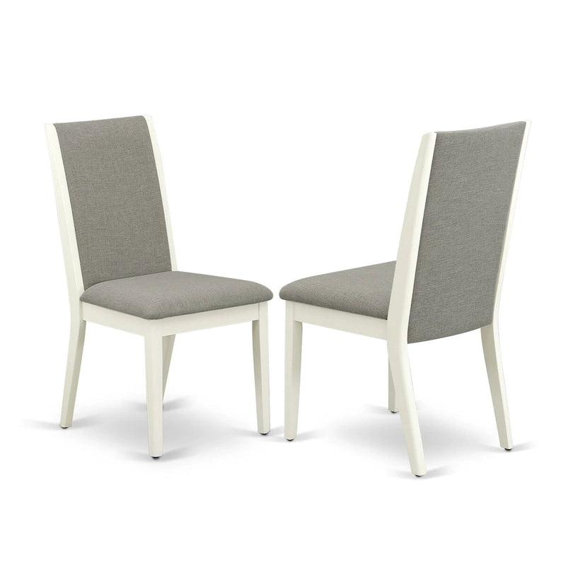 9 Piece Kitchen Table Set- an Oval Dining Table and 8 Shitake Linen Fabric Chairs, Linen White