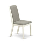 9 Piece Kitchen Table Set- an Oval Dining Table and 8 Shitake Linen Fabric Chairs, Linen White