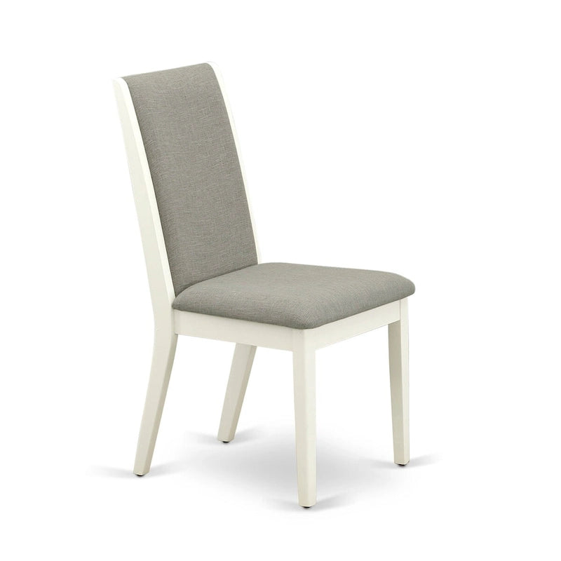 9 Piece Kitchen Table Set- an Oval Dining Table and 8 Shitake Linen Fabric Chairs, Linen White