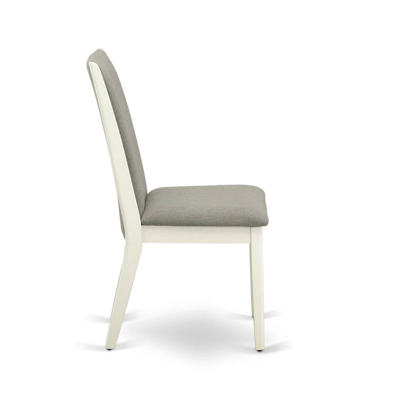 9 Piece Kitchen Table Set- an Oval Dining Table and 8 Shitake Linen Fabric Chairs, Linen White