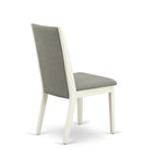 9 Piece Kitchen Table Set- an Oval Dining Table and 8 Shitake Linen Fabric Chairs, Linen White