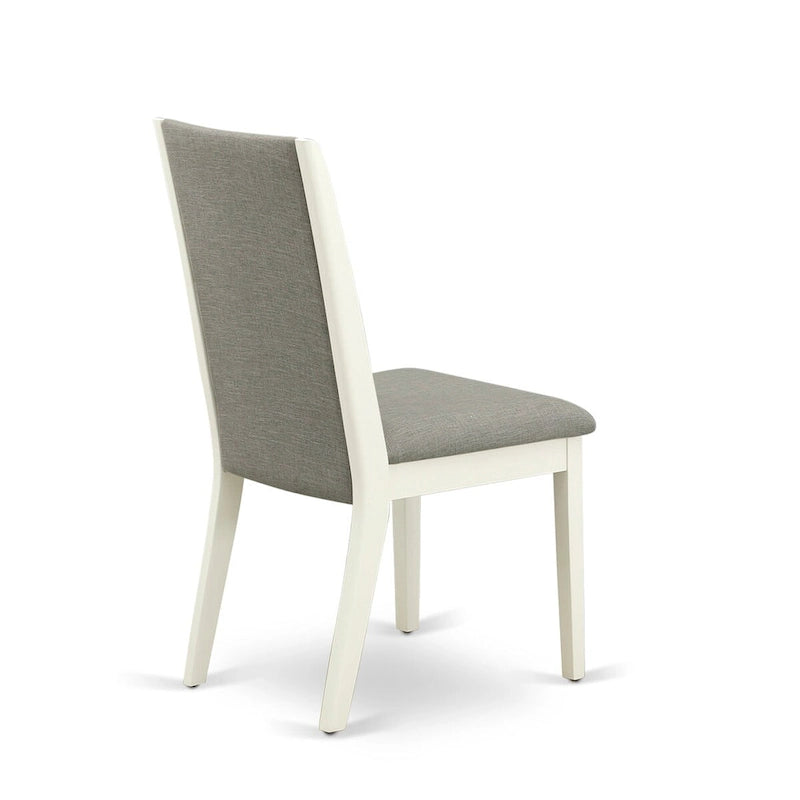 9 Piece Kitchen Table Set- an Oval Dining Table and 8 Shitake Linen Fabric Chairs, Linen White