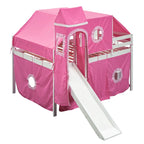 House Full Loft Bed with Slide,Storage Stairs and Tent,Tower and Ladders, Playhouse Full Bed Frame for Kids