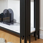 2 Tier Faux Marbling Console Table, Living Room Sofa Table, Modern Narrow Entryway Table, Hallway Entrance Table