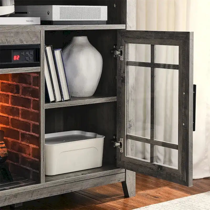TV Media Stand with Electric Fireplace KD Inserts Heater - 55 inches