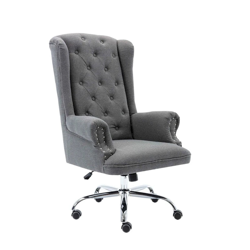 Iaen Wingback Office Chair For Desk, Linen Upholstery