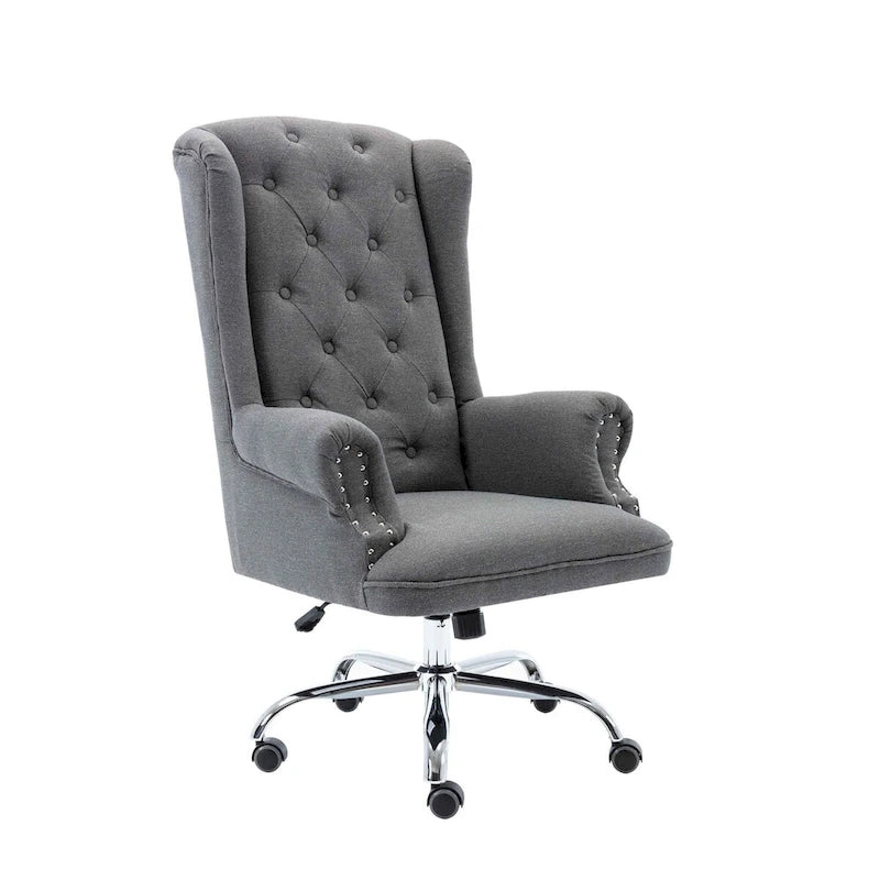 Iaen Wingback Office Chair For Desk, Linen Upholstery