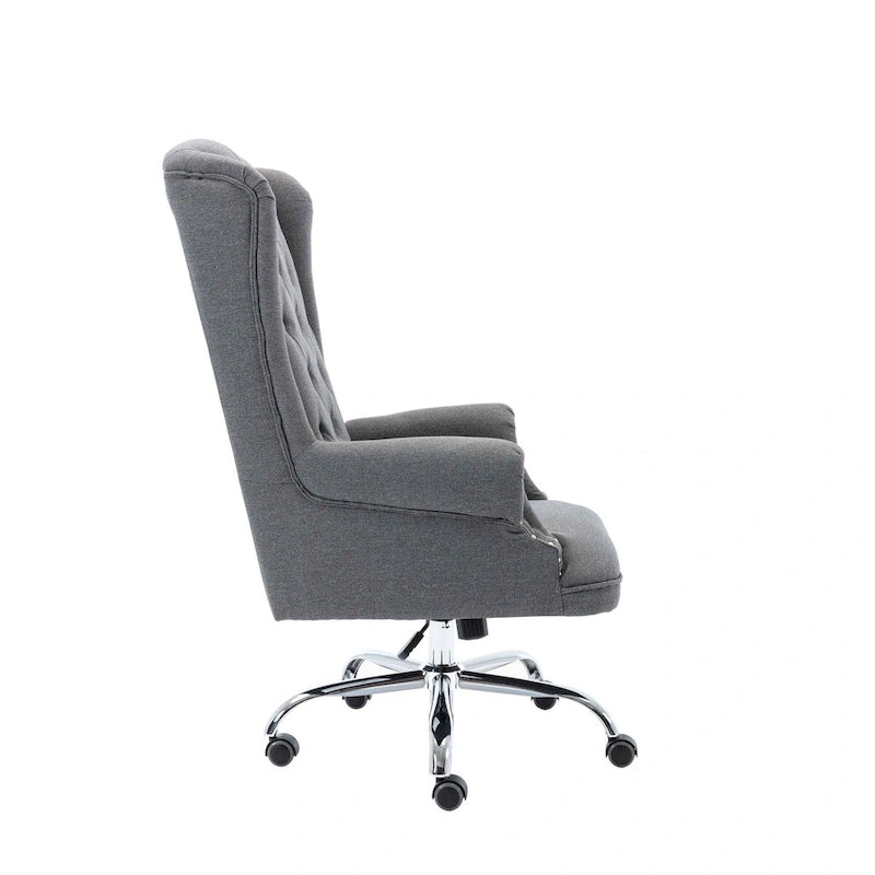 Iaen Wingback Office Chair For Desk, Linen Upholstery