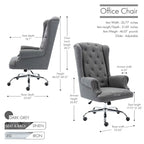 Iaen Wingback Office Chair For Desk, Linen Upholstery