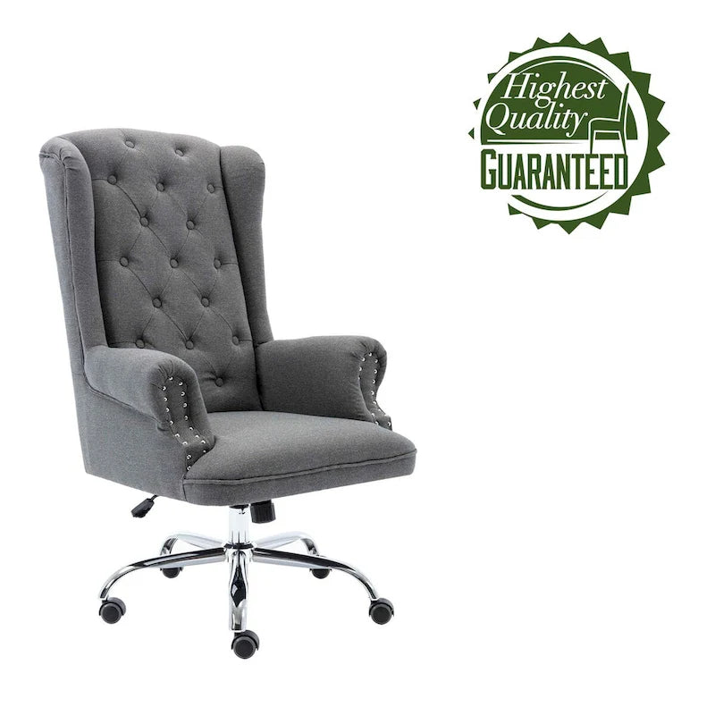 Iaen Wingback Office Chair For Desk, Linen Upholstery
