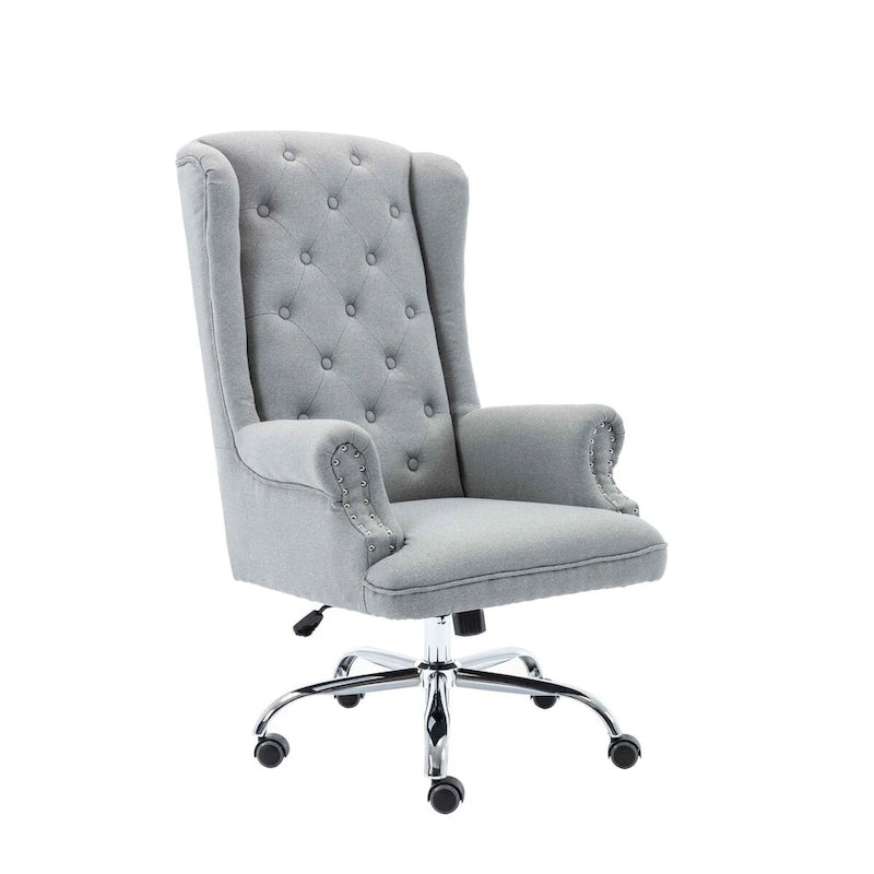 Iaen Wingback Office Chair For Desk, Linen Upholstery