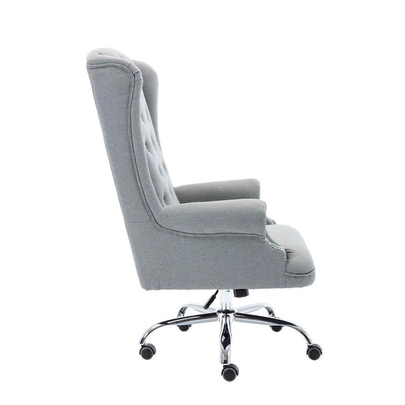 Iaen Wingback Office Chair For Desk, Linen Upholstery