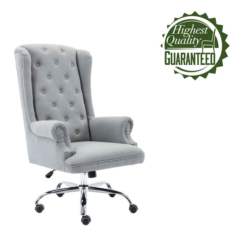 Iaen Wingback Office Chair For Desk, Linen Upholstery