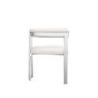 25 Inch Dining Chair, White Faux Leather, Stainless Steel Frame