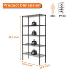 Storage Shelving Unit, Adjustable Metal Wire Racks Heavy Duty Standing Shelf Organizer for Kitchen,Closet, Pantry, Garage,5-Tier