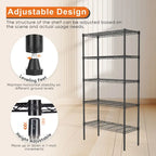 Storage Shelving Unit, Adjustable Metal Wire Racks Heavy Duty Standing Shelf Organizer for Kitchen,Closet, Pantry, Garage,5-Tier
